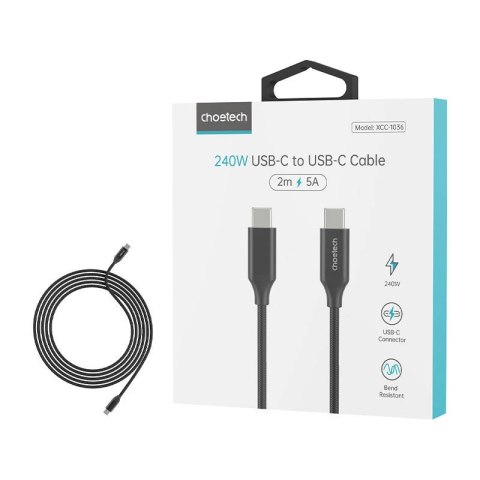 Kabel USB-C do USB-C Choetech XCC-1036 3.1 240W 2m (czarny) Kabel USB-C do USB-C Choetech XCC-1036 3.1 240W 2m (czarny)