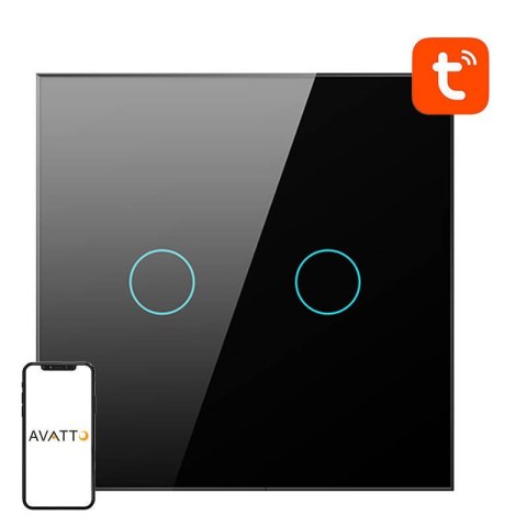 Dotykowy Włącznik Światła WiFi Avatto TS02-EU-B2 Podwójny TUYA (czarny) Dotykowy Włącznik Światła WiFi Avatto TS02-EU-B2 Podwójny TUYA (czarny)