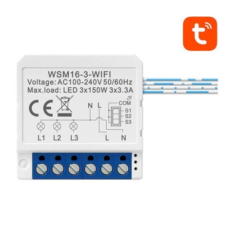 Inteligentny przełącznik dopuszkowy WiFi Avatto WSM16-W3 TUYA Inteligentny przełącznik dopuszkowy WiFi Avatto WSM16-W3 TUYA