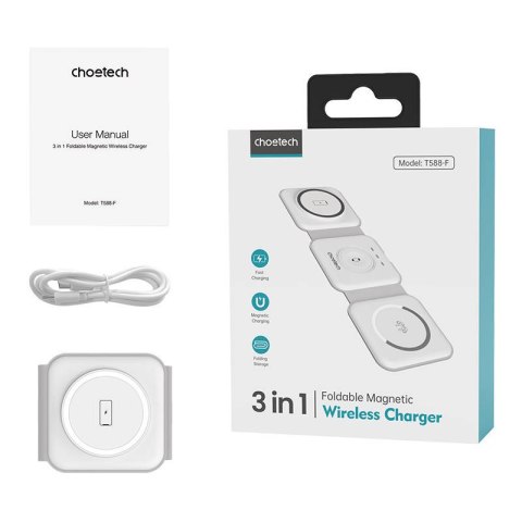 Magnetyczna ładowarka indukcyjna Choetech T588-F 3w1 15W (biała) Magnetyczna ładowarka indukcyjna Choetech T588-F 3w1 15W (biała)