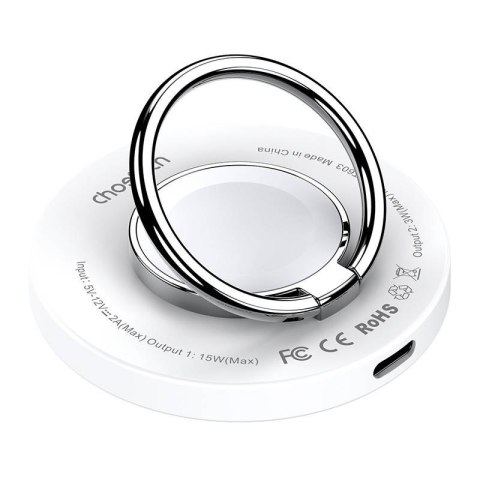 Bezprzewodowa ładowarka indukcyjna 2w1 Choetech T603-F, uchwyt (biała) Bezprzewodowa ładowarka indukcyjna 2w1 Choetech T603-F, uchwyt (biała)