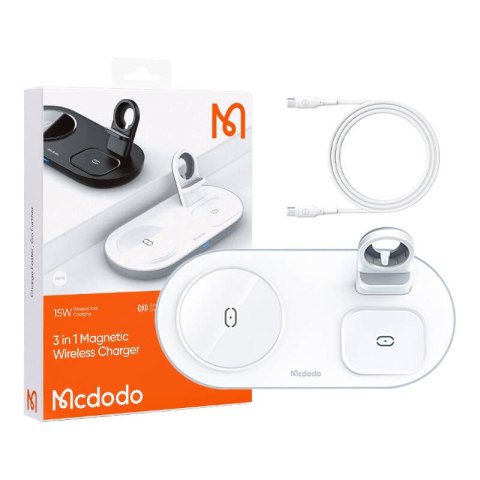 Ładowarka bezprzewodowa Mcdodo CH-7062 3w1 15W (telefon/TWS/Apple watch) biała Ładowarka bezprzewodowa Mcdodo CH-7062 3w1 15W (telefon/TWS/Apple watch) biała