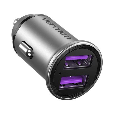 Ładowarka samochodowa 2x USB Vention FFEH0 30W szara Ładowarka samochodowa 2x USB Vention FFEH0 30W szara