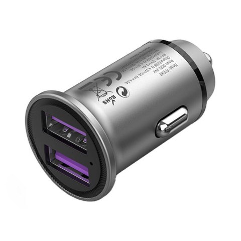 Ładowarka samochodowa 2x USB Vention FFEH0 30W szara Ładowarka samochodowa 2x USB Vention FFEH0 30W szara