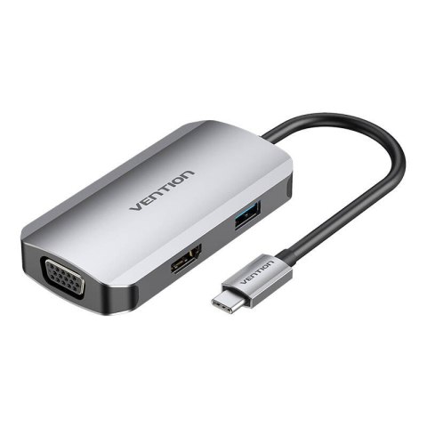 Stacja dokująca USB-C do HDMI, VGA, USB 3.0, PD 0,15m Vention TOAHB szary Stacja dokująca USB-C do HDMI, VGA, USB 3.0, PD 0,15m Vention TOAHB szary