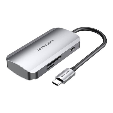 Stacja dokująca USB-C na 3x USB3.0, SD, TF, PD 0,15m Vention TNHHB szary Stacja dokująca USB-C na 3x USB3.0, SD, TF, PD 0,15m Vention TNHHB szary