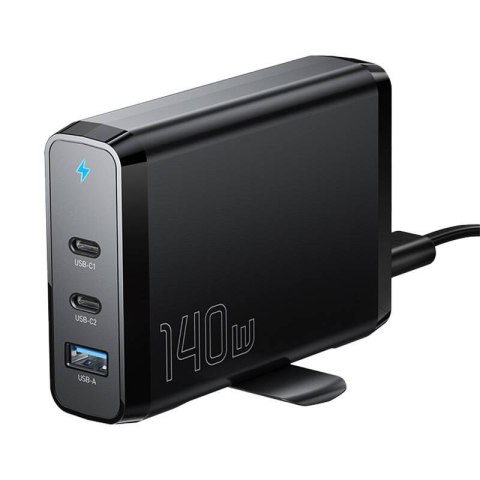 Ładowarka sieciowa 2xUSB-C 1xUSB-A 140W Essager GaN (czarna) Ładowarka sieciowa 2xUSB-C 1xUSB-A 140W Essager GaN (czarna)