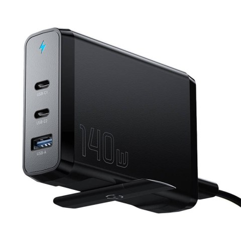 Ładowarka sieciowa 2xUSB-C 1xUSB-A 140W Essager GaN (czarna) Ładowarka sieciowa 2xUSB-C 1xUSB-A 140W Essager GaN (czarna)