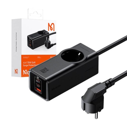 Listwa zasilająca GaN McDodo CH-4620 EU 70W, 2x USB-C, 1x USB, czarna Listwa zasilająca GaN McDodo CH-4620 EU 70W, 2x USB-C, 1x USB, czarna