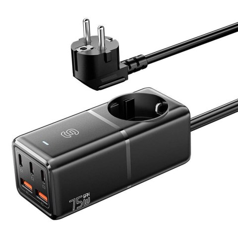 Ładowarak sieciowa, Essager, ECTAC-BRB01-Z, GaN, 3xUSB-C, 2xUSB-A, Gniazdko AC, 75W (czarna) Ładowarak sieciowa, Essager, ECTAC-BRB01-Z, GaN, 3xUSB-C, 2xUSB-A, Gniazdko AC, 75W (czarna)