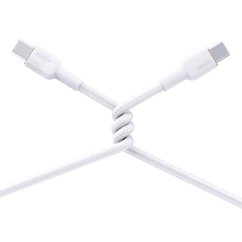 Kabel USB-C do USB-C Aukey CB-NCC2, 60W, 1.8m (biały) Kabel USB-C do USB-C Aukey CB-NCC2, 60W, 1.8m (biały)