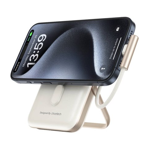Powerbank magnetyczny Choetech B735 10000mAh 20W PD + kabel USB-C (biały) Powerbank magnetyczny Choetech B735 10000mAh 20W PD + kabel USB-C (biały)