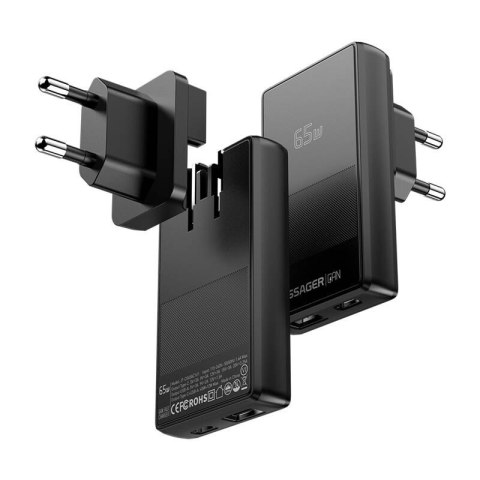 Ładowarka Essager ECT65W-QCB01-Z GaN 65W A+C (czarny) Ładowarka Essager ECT65W-QCB01-Z GaN 65W A+C (czarny)