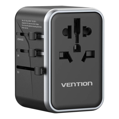 Adapter podróżny uniwersalny 65W Vention FJFB0 GaN 2xUSB-C 2xUSB-A (czarny) Adapter podróżny uniwersalny 65W Vention FJFB0 GaN 2xUSB-C 2xUSB-A (czarny)