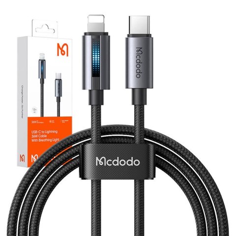 Kabel Mcdodo CA-5710 USB-C do Lightning z pulsującym światłem 36W 1,2m (czarny) Kabel Mcdodo CA-5710 USB-C do Lightning z pulsującym światłem 36W 1,2m (czarny)
