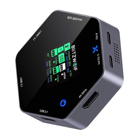 Stacja dokująca 8w1 Blitzwolf BW-TH16 USB 100W LCD Smart Display Stacja dokująca 8w1 Blitzwolf BW-TH16 USB 100W LCD Smart Display
