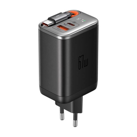 Ładowarka 2w1 USB-C+A McDodo CH-4100 67W GaN, kabel USB-C 65cm, czarna Ładowarka 2w1 USB-C+A McDodo CH-4100 67W GaN, kabel USB-C 65cm, czarna