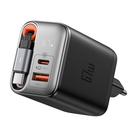 Ładowarka 2w1 USB-C+A McDodo CH-4100 67W GaN, kabel USB-C 65cm, czarna Ładowarka 2w1 USB-C+A McDodo CH-4100 67W GaN, kabel USB-C 65cm, czarna