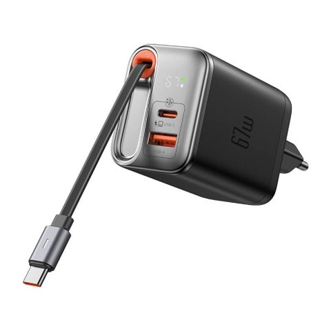 Ładowarka 2w1 USB-C+A McDodo CH-4100 67W GaN, kabel USB-C 65cm, czarna Ładowarka 2w1 USB-C+A McDodo CH-4100 67W GaN, kabel USB-C 65cm, czarna