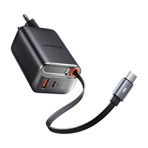 Ładowarka 2w1 USB-C+A McDodo CH-4100 67W GaN, kabel USB-C 65cm, czarna Ładowarka 2w1 USB-C+A McDodo CH-4100 67W GaN, kabel USB-C 65cm, czarna