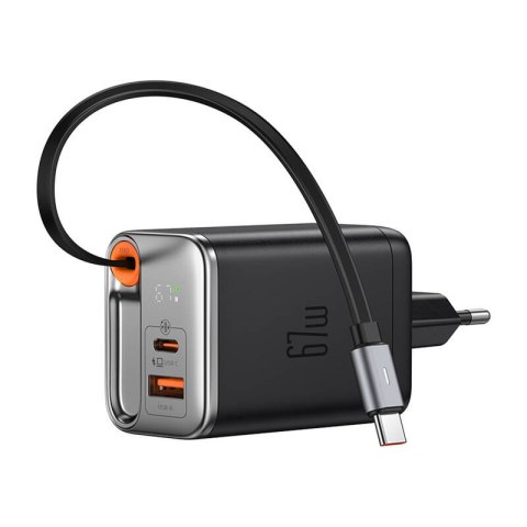 Ładowarka 2w1 USB-C+A McDodo CH-4100 67W GaN, kabel USB-C 65cm, czarna Ładowarka 2w1 USB-C+A McDodo CH-4100 67W GaN, kabel USB-C 65cm, czarna
