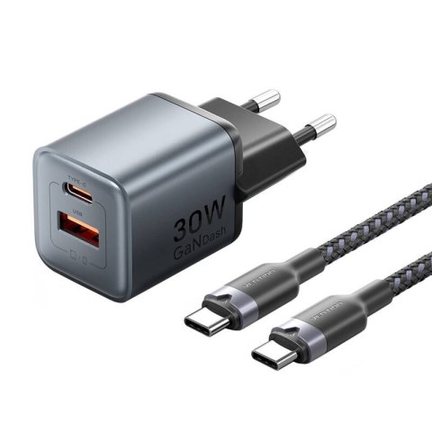 Ładowarka GaN Vention USB-C+A 30W + Kabel USB-C-C 1m (Szara) Ładowarka GaN Vention USB-C+A 30W + Kabel USB-C-C 1m (Szara)