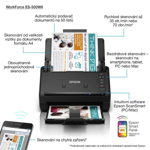 Skaner Epson Workforce ES-500WII B11B263401 Skaner Epson Workforce ES-500WII B11B263401