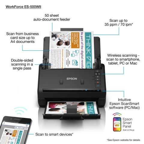Skaner Epson Workforce ES-500WII B11B263401 Skaner Epson Workforce ES-500WII B11B263401