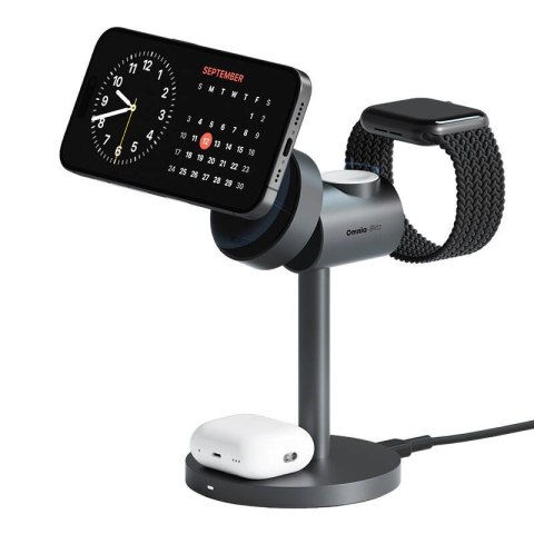 Ładowarka bezprzewodowa MagFusion 3 w 1 Aukey LC-MC311, 15W Qi2 (szara) Ładowarka bezprzewodowa MagFusion 3 w 1 Aukey LC-MC311, 15W Qi2 (szara)