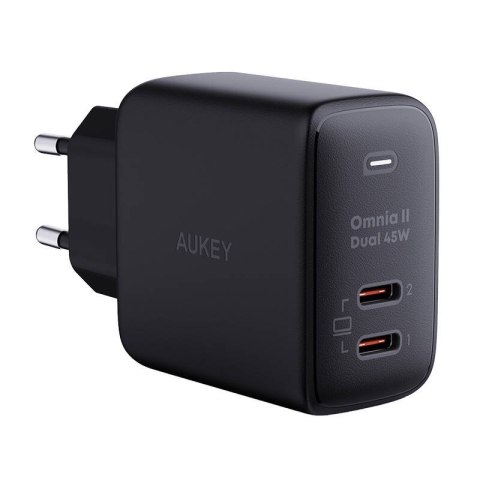 Ładowarka sieciowa Aukey PA-B4T, 2xUSB-C, 45W (czarna) Ładowarka sieciowa Aukey PA-B4T, 2xUSB-C, 45W (czarna)