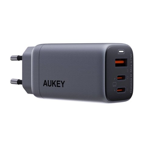 Ładowarka sieciowa Aukey PA-B6U, 1xUSB-A, 2xUSB-C, 67W (szara) Ładowarka sieciowa Aukey PA-B6U, 1xUSB-A, 2xUSB-C, 67W (szara)