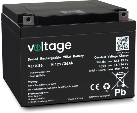 Akumulator AGM Voltage 12V 26Ah VE12-26 Akumulator AGM Voltage 12V 26Ah VE12-26