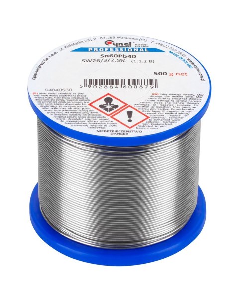 Cyna 1mm/500g Sn60Pb40 CYNEL Cyna 1mm/500g Sn60Pb40 CYNEL