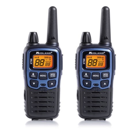 Midland XT60 krótkofalówka 24 kan. 446.00625 - 446.0937 MHz Czarny, Niebieski Midland XT60 krótkofalówka 24 kan. 446.00625 - 446.0937 MHz Czarny, Niebieski