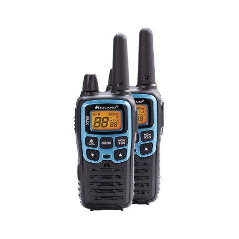 Midland XT60 krótkofalówka 24 kan. 446.00625 - 446.0937 MHz Czarny, Niebieski Midland XT60 krótkofalówka 24 kan. 446.00625 - 446.0937 MHz Czarny, Niebieski