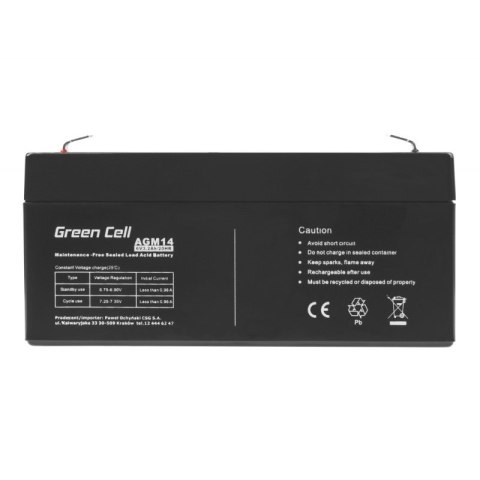 GREEN CELL AKUMULATOR ŻELOWY AGM14 6V 3,2AH GREEN CELL AKUMULATOR ŻELOWY AGM14 6V 3,2AH