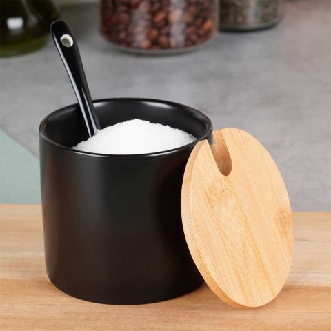 CUKIERNICA CUKIERNICZKA CERAMICZNA Z ŁYŻECZKĄ CZARNA 139681 CUKIERNICA CUKIERNICZKA CERAMICZNA Z ŁYŻECZKĄ CZARNA 139681