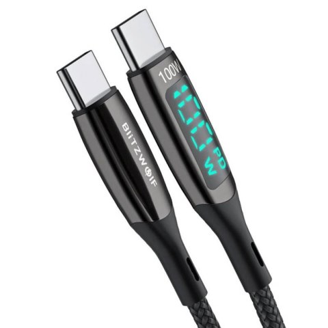 Kabel USB-C do USB-C BlitzWolf BW-TC23, z wyświetlaczem, 100W, 0.9m (czarny) Kabel USB-C do USB-C BlitzWolf BW-TC23, z wyświetlaczem, 100W, 0.9m (czarny)
