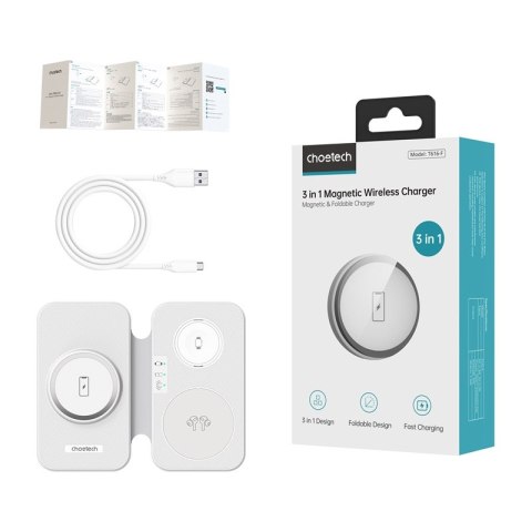 Ładowarka indukcyjna 3w1 Choetech T616-F (biała) Ładowarka indukcyjna 3w1 Choetech T616-F (biała)