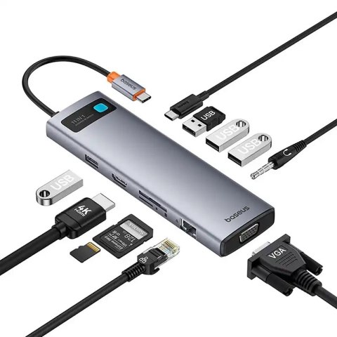 Hub 11w1 Baseus StarJoy Metal Glam Series, USB-C do HDMI +VGA + 3 x USB 3.0 + USB 2.0+USB-C PD + RJ45 + SD/TF +3,5mm Hub 11w1 Baseus StarJoy Metal Glam Series, USB-C do HDMI +VGA + 3 x USB 3.0 + USB 2.0+USB-C PD + RJ45 + SD/TF +3,5mm