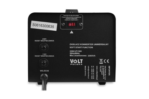 VOLT Transformator VOLT POLSKA 230V/110V 2000VA VOLT Transformator VOLT POLSKA 230V/110V 2000VA