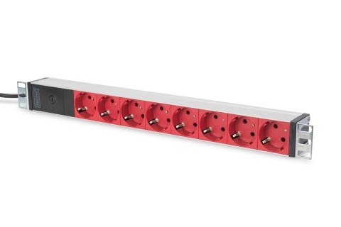 Digitus Listwa zasilająca PDU 19" Rack, 8x czerwone gniazdo schuko, 2.0m, 1x wtyk C14, 10A, profil aluminiowy Digitus Listwa zasilająca PDU 19" Rack, 8x czerwone gniazdo schuko, 2.0m, 1x wtyk C14, 10A, profil aluminiowy