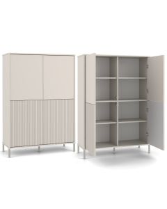 Witryna KAMARO 4DK SLIM/GŁADKI KASZMIR 4 Drzwi Lamele Front Ryflowany + Klasyczny