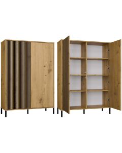 Witryna KAMARO 2DD SLIM/GŁADKI DĄB ARTISAN Lamele Front Ryflowany + Klasyczny