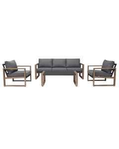 Zestaw Mebli Ogrodowych Jadalnianych DUISBURG Sofa Fotel Stolik ANTRACYT / BRĄZOWY